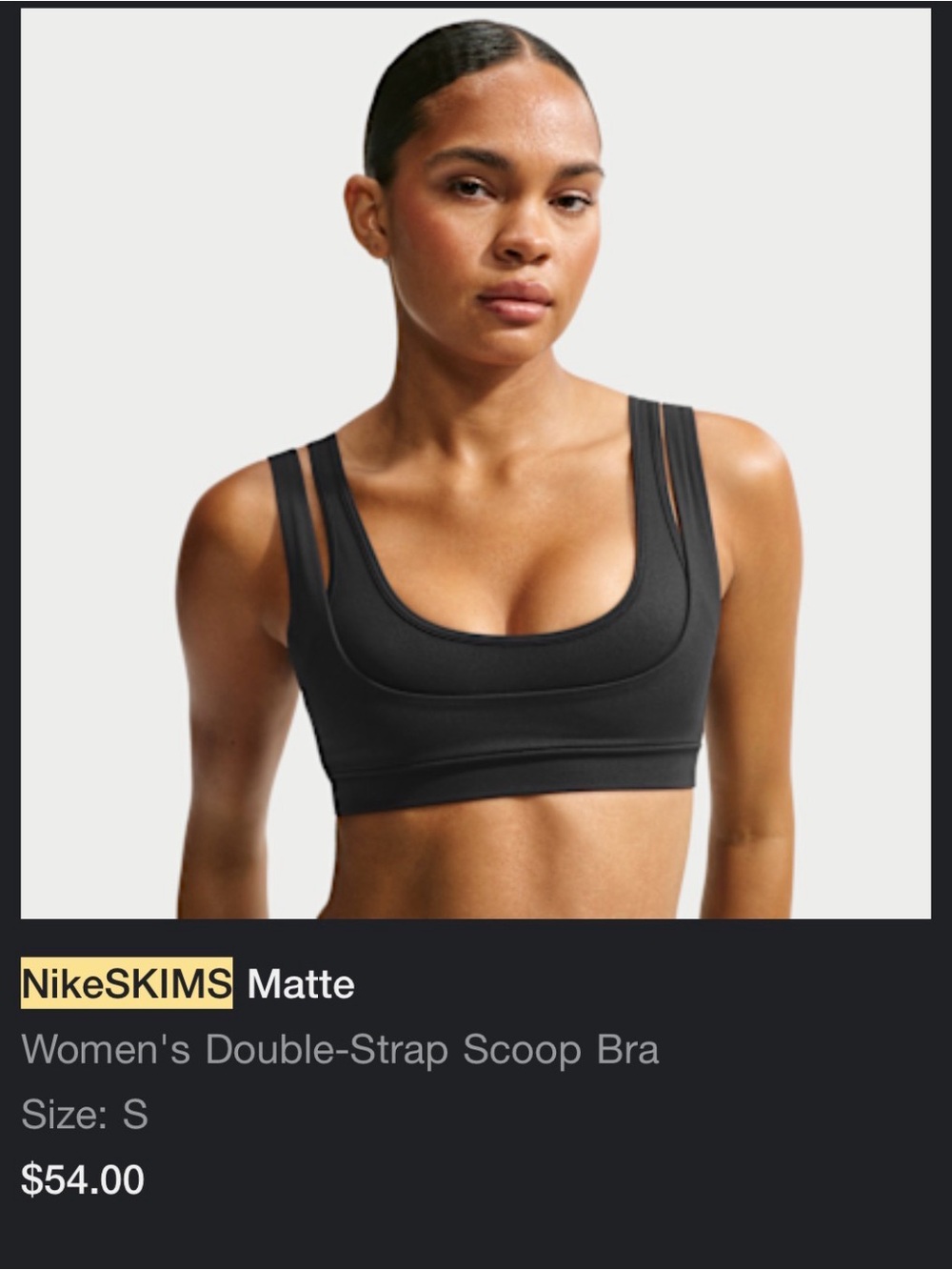 Nike SKIMS Matte Black Double-Strap Scoop Sports Bra